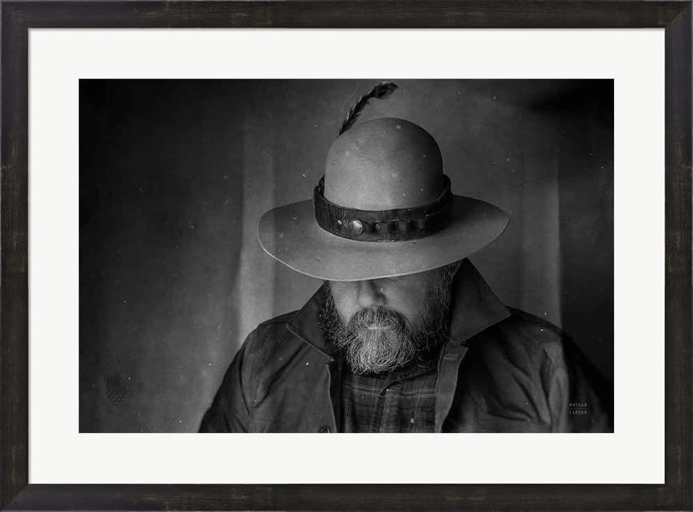 Home on The Range Cowboy II Framed Art Print by Nathan Larson - 31 x 23 Inches, Espresso Brown Wood Frame - Perfect for Western Decor, Living Room, Office & Ranch Style Homes