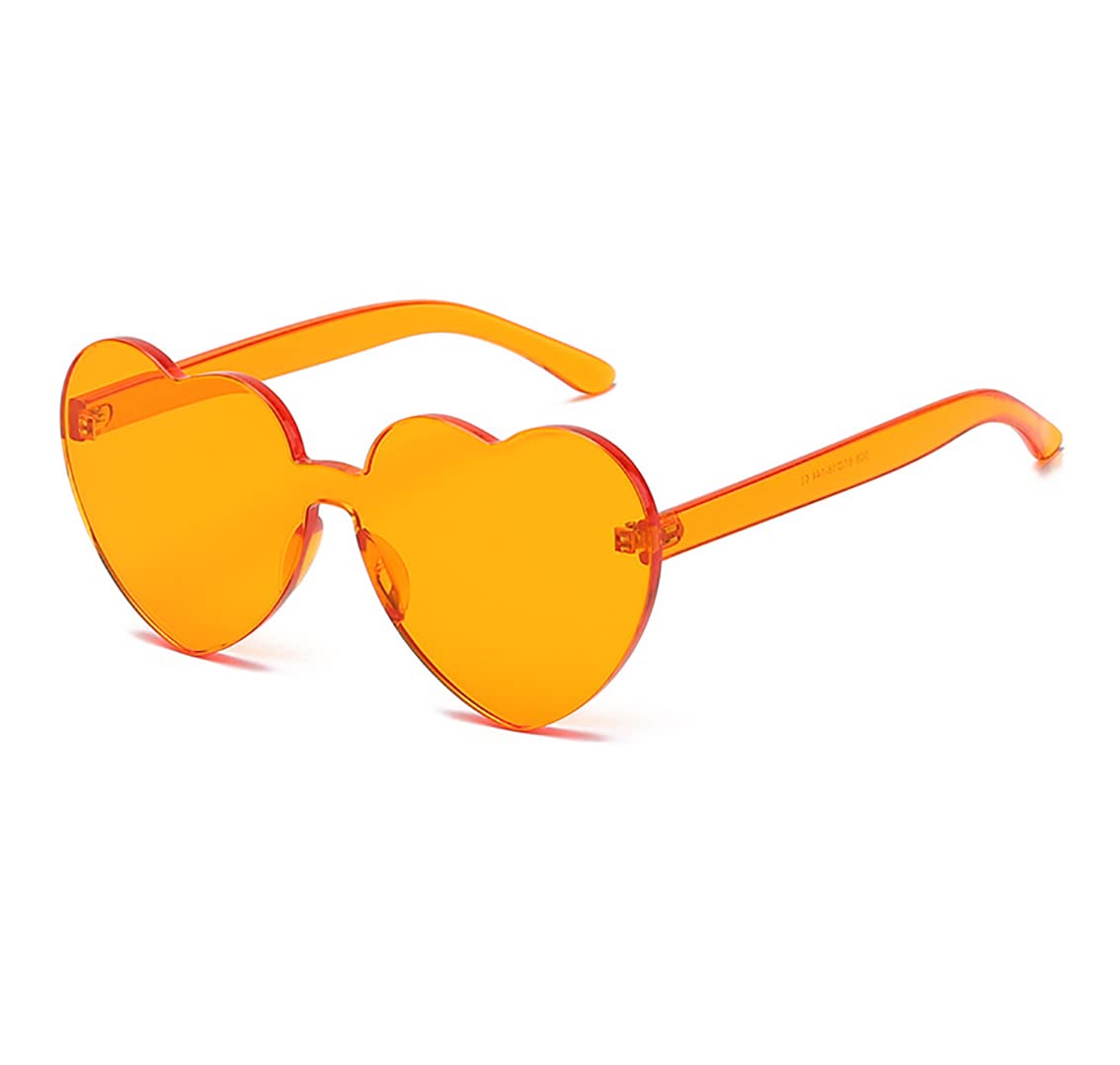 Heart Shaped Rimless Sunglasses for Women - Candy Steampunk Lens Fashion Sunglasses | Trendy Retro Style for Outdoor, Beach, and Summer Activities