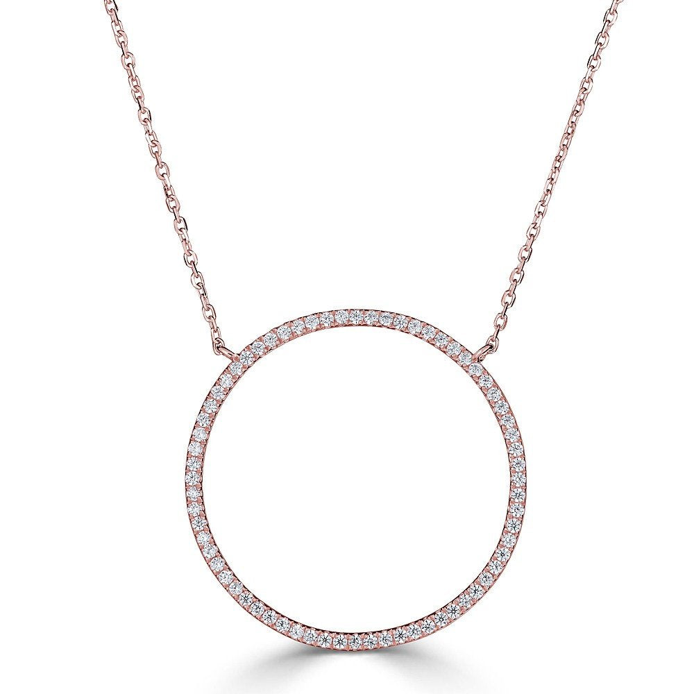 14KT Gold 1/4 CTW Diamond Open Circle Necklace for Women - Dainty Minimalist Jewelry Gift for Anniversary, Valentine's Day & Special Occasions