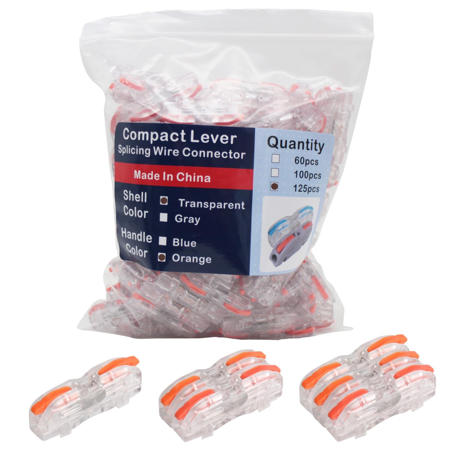125 Pcs Compact Lever Wire Connectors - 1 in 1 Out Quick Connect Electrical Splicing Kit for DIY Projects | Ideal for Home Wiring, Automotive Repairs & Electrical Installations