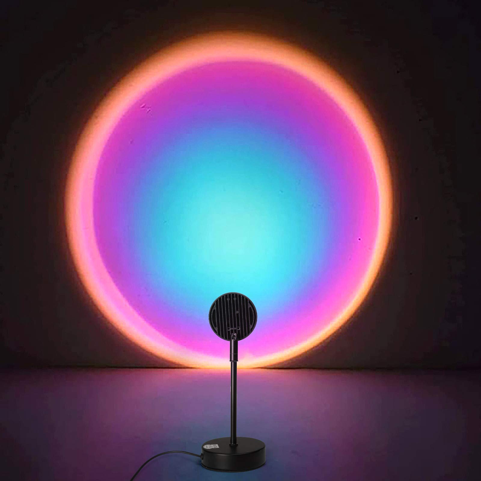 180 Degree Rotating USB Rainbow Projection Lamp - Sunset Mood Light for Home Decor, Bedroom, Party & Living Room - Modern LED Night Light with Ceiling & Wall Projection - Perfect for Romantic Ambiance, Kids Room & Relaxation
