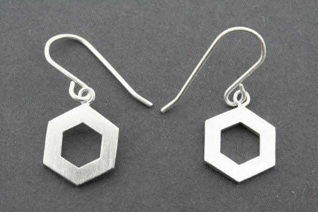 Hexagon Cutout Earrings for Women - Sterling Silver Dangle Hoop Earrings - Perfect for Parties, Weddings & Everyday Wear