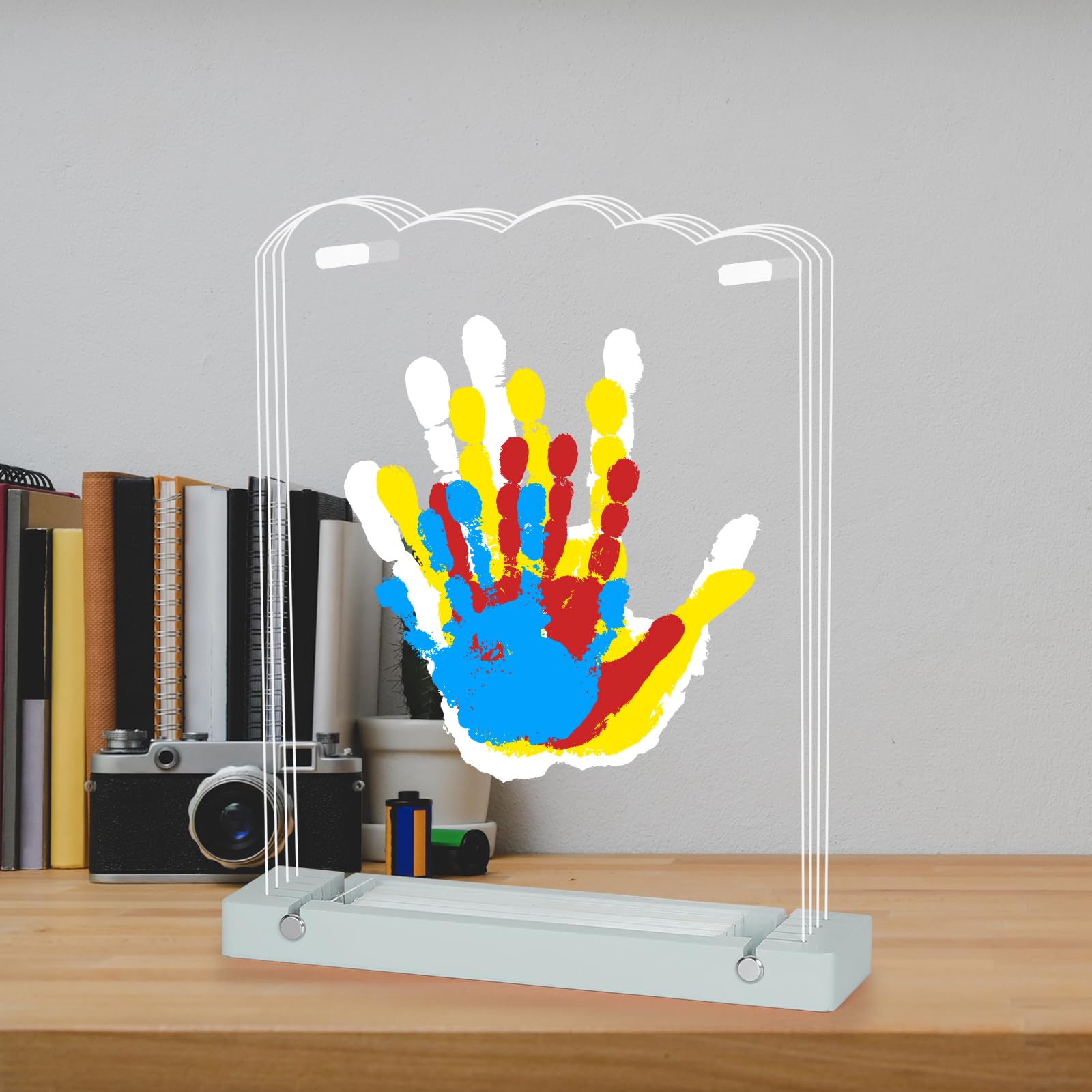 Personalized Family Handprint Ornament Kit - Non-Toxic Baby Hand & Footprint Keepsake for New Parents, Newborn Gifts, Baby Shower & First Christmas Present with Soft Night Light (Grey) - Perfect for Creating Cherished Memories, Nursery Decor & Heartwarming Holiday Traditions