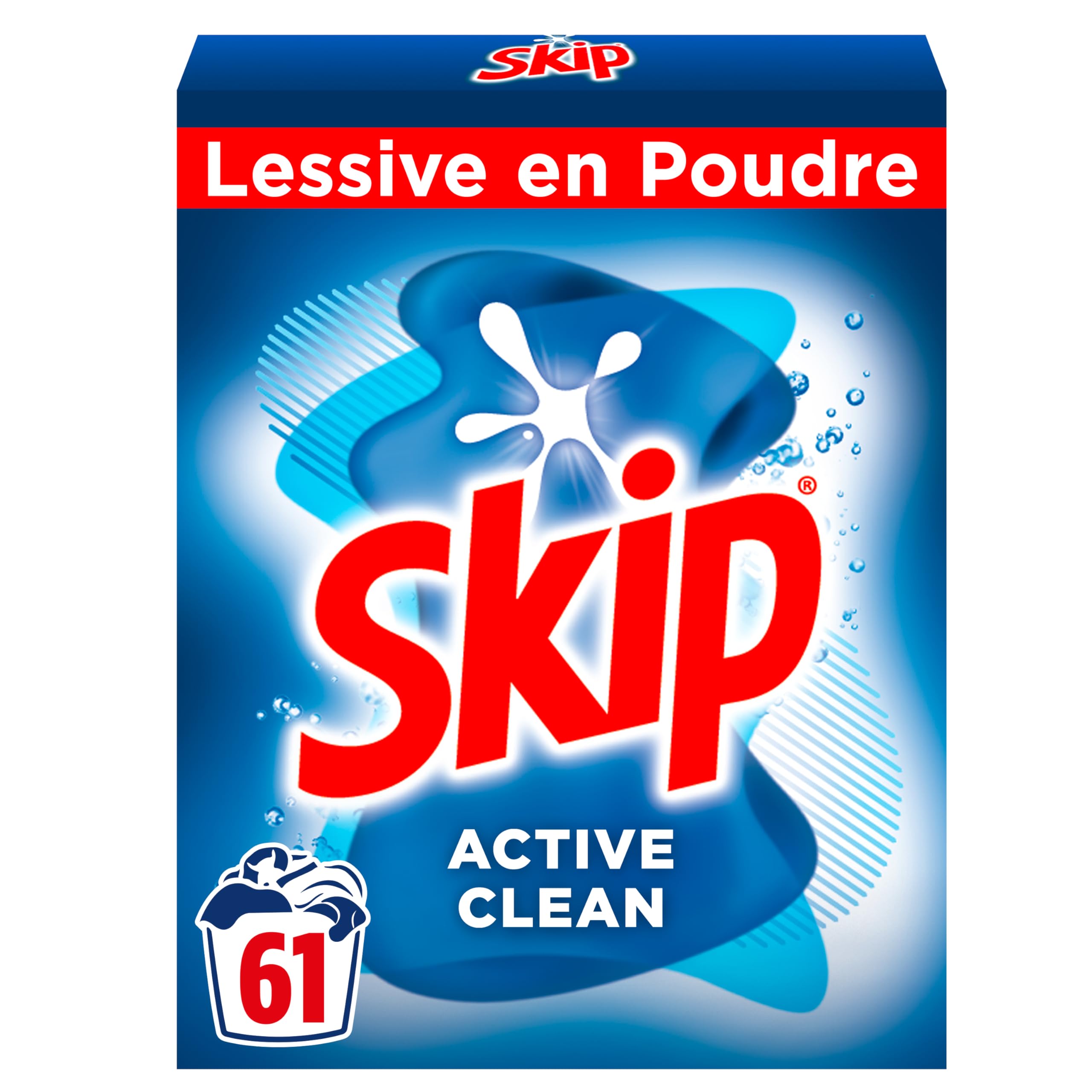 Skip Active Clean Laundry Detergent Powder - 61 Washes | High-Efficiency, Deep Cleaning for All Fabrics | Perfect for Families, Gym Clothes & Heavy Stains