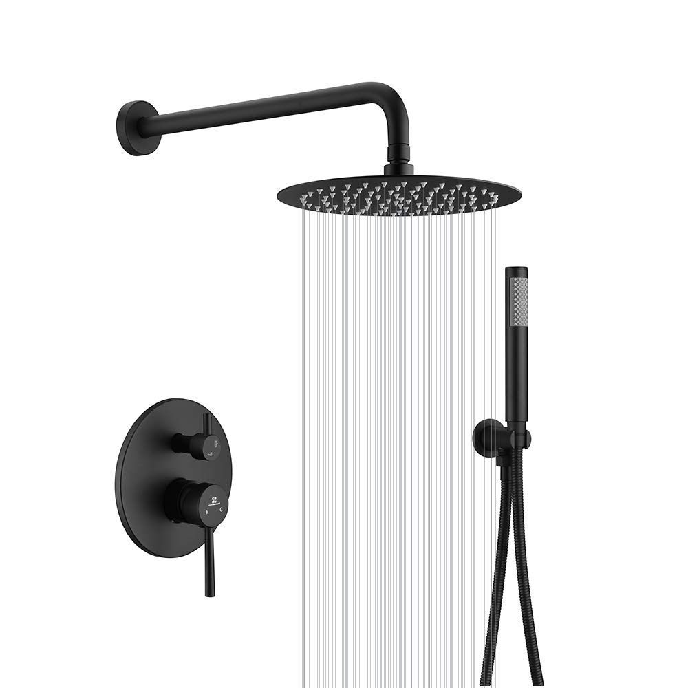 HOMELODY Matte Black Wall Mounted Shower System - 10