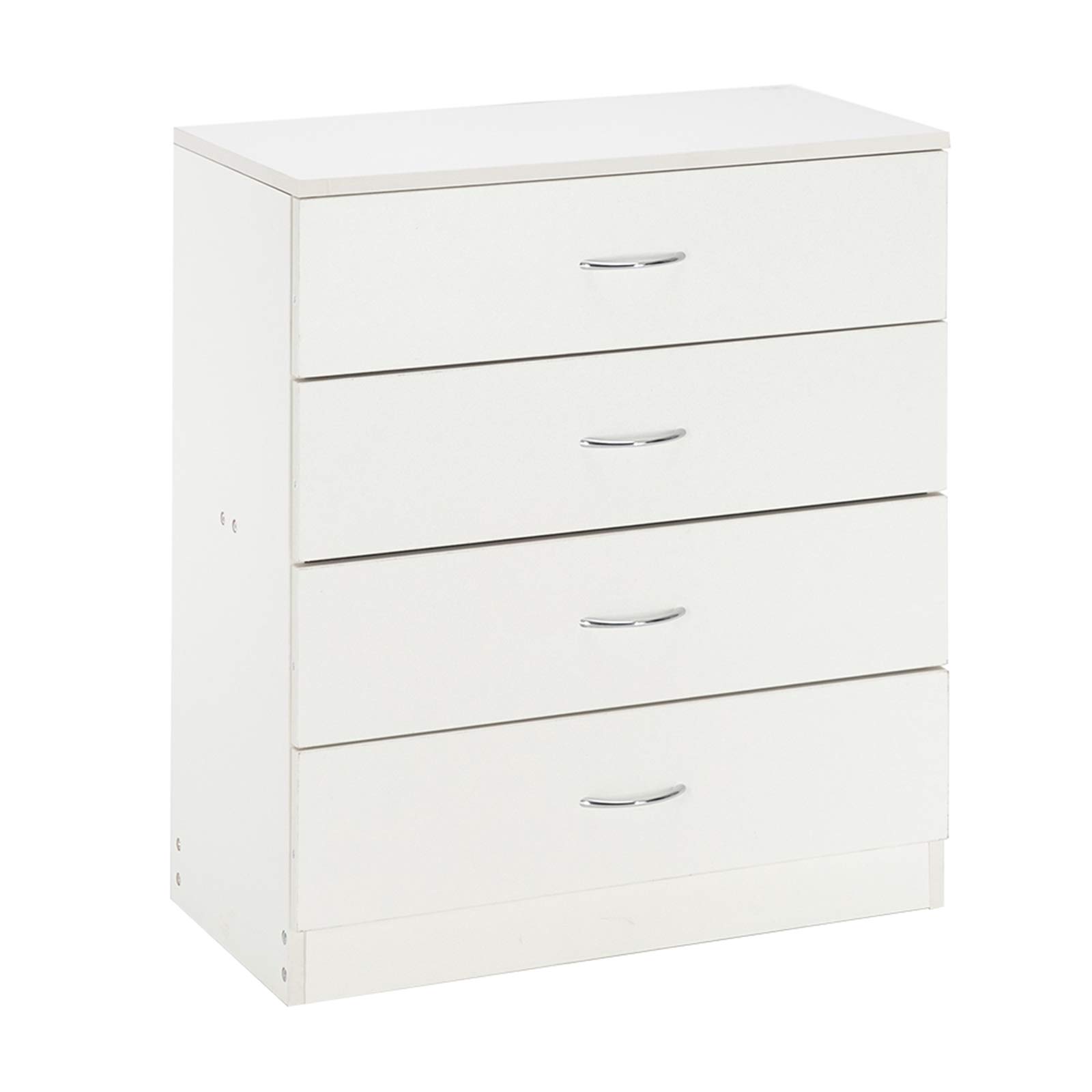 White/Black MDF Wood 4-Drawer Dresser - Bedroom Storage Cabinet with Simple Design for Clothes & Accessories Organization | Perfect for Small Spaces & Dorm Rooms