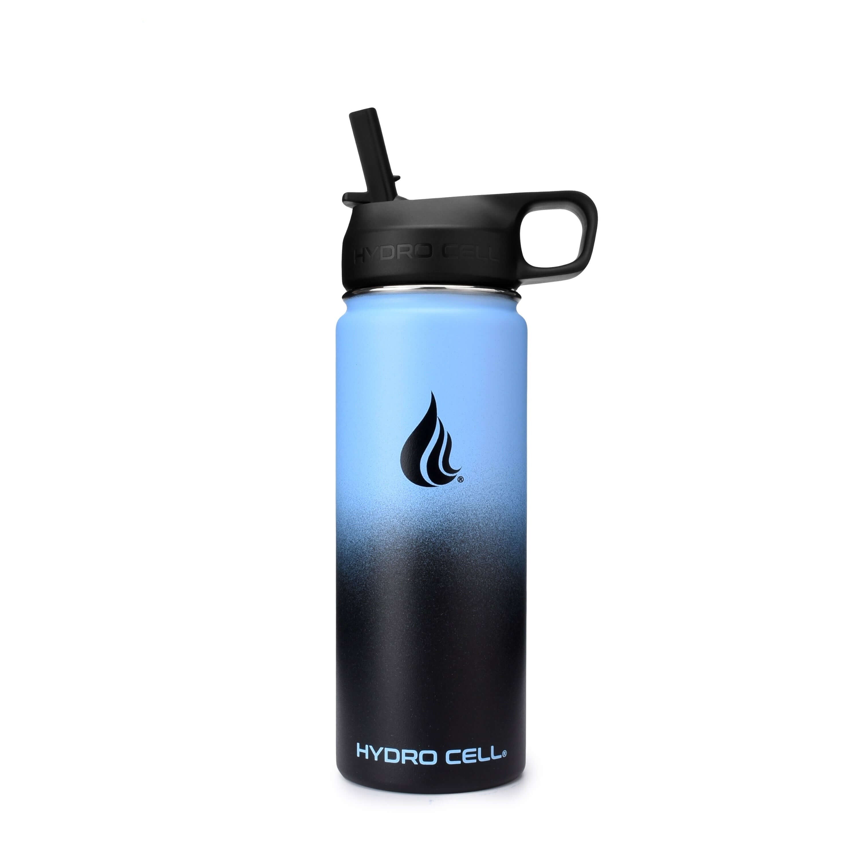 Premium 18oz Wide Mouth Water Bottle - Blue & Black - Perfect for Gym, Hiking, Travel & Outdoor Activities