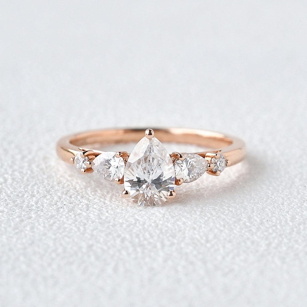 Exquisite Pear Shaped Moissanite Engagement Ring in Rose Gold - Perfect for Proposals, Anniversaries & Special Occasions