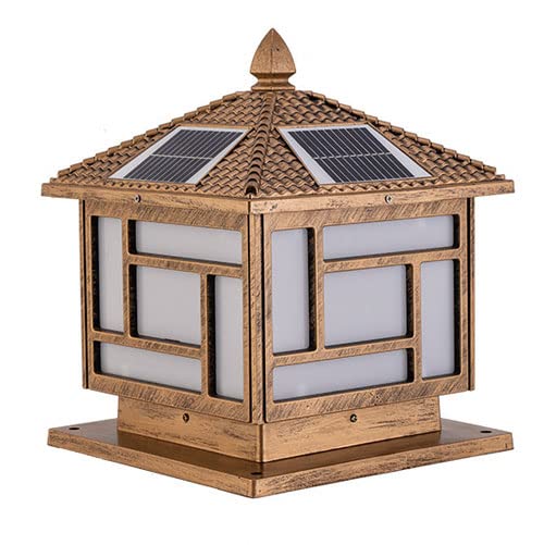 Outdoor Backyard Pillar Lantern - Waterproof Chinese Style Exterior Column Light for Garden, Patio & Gate | Traditional Landscape Lighting | Elegant Retro Wall Post Lantern for Porch, Walkway & Yard Decor