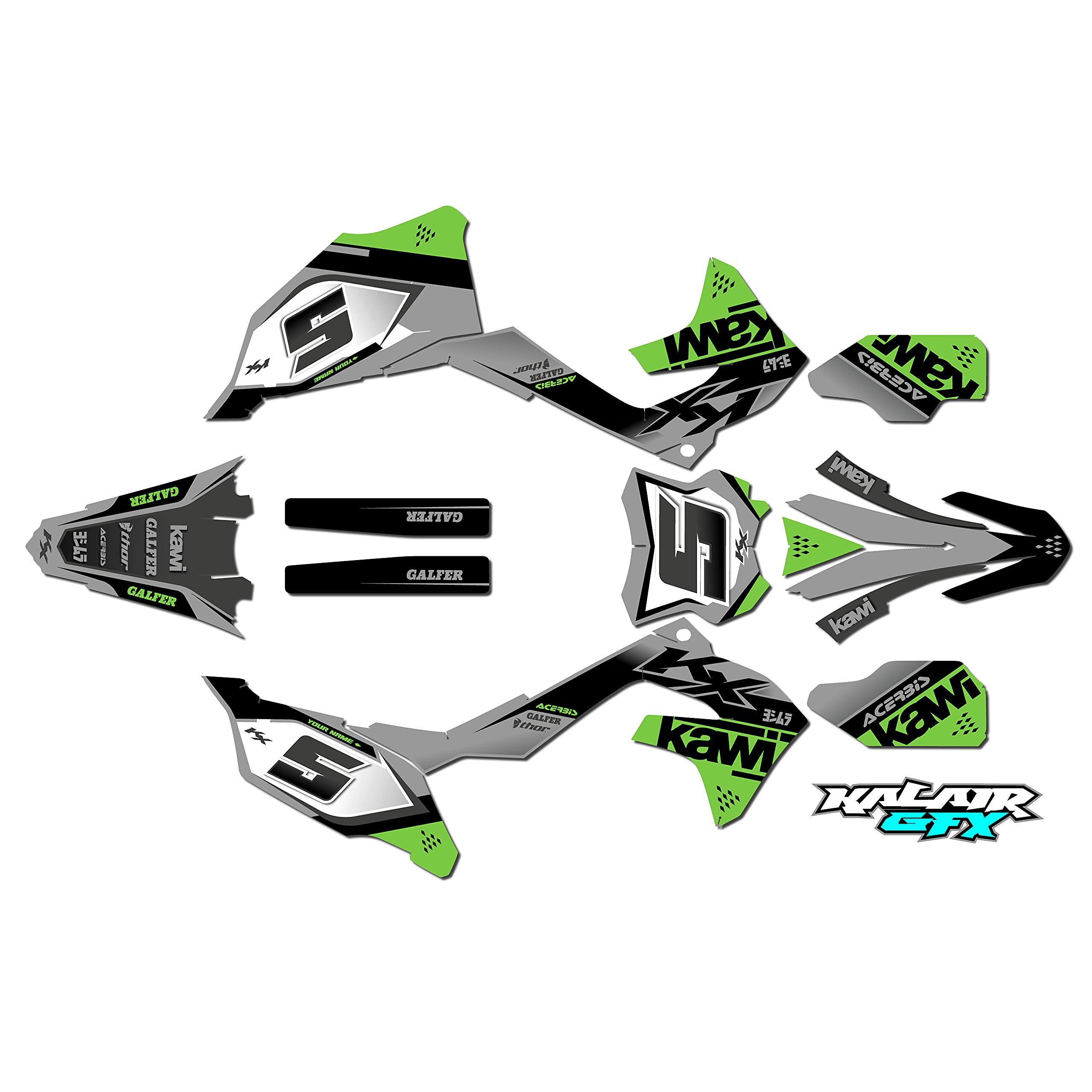 Kawasaki KX250F (2021-2022) Dirt Bike Custom Racing Graphics Decals Kit - Venom Series Green 9 Mil Stickers for Motocross & Off-Road Riding - No Plastics Included