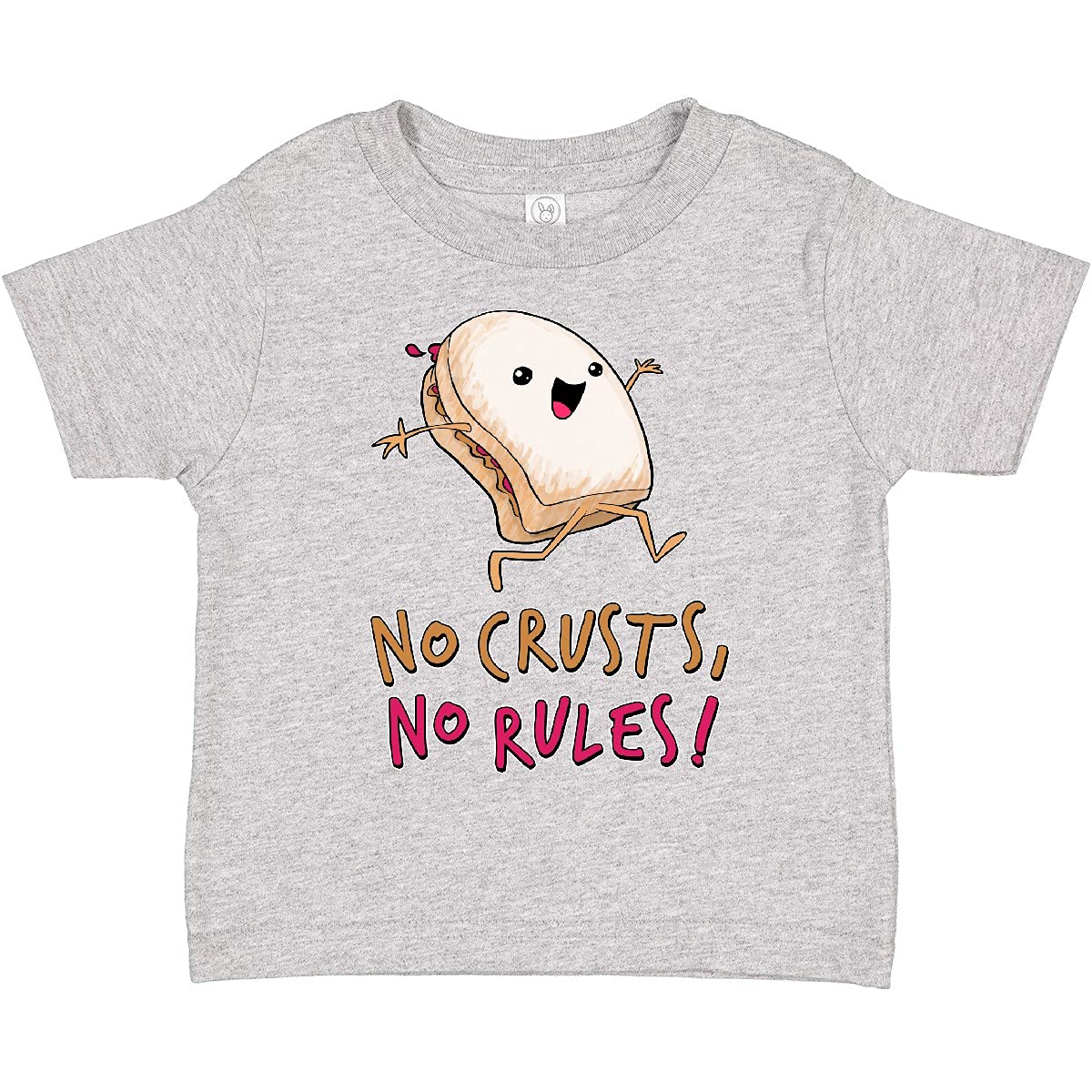 Inktastic Funny PB&J Sandwich Toddler T-Shirt - No Crusts No Rules Design - Comfortable Cotton Tee for Playdates & Preschool