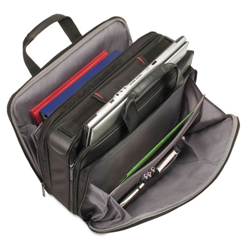 Classic Smart Strap Briefcase for Laptops up to 16 Inch - Black Ballistic Polyester Business Bag | Perfect for Office, Travel & Professional Meetings