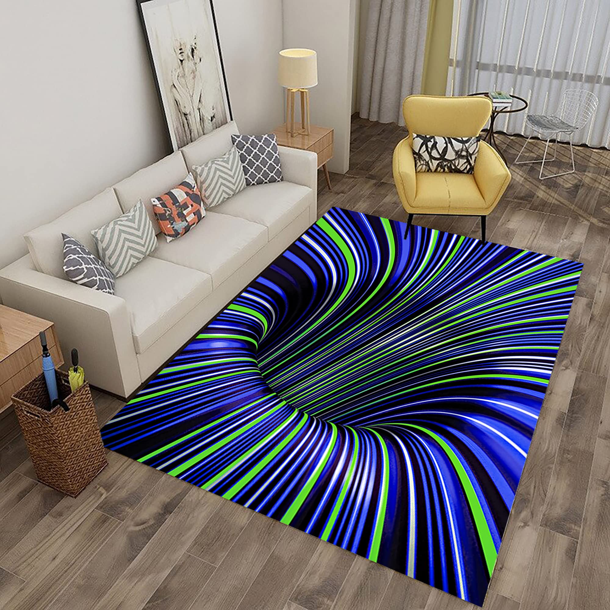 Vortex Chenille Area Rug - Soft Modern Living Room & Bedroom Carpet - 62.9x90.5 Inch (160x230cm) Home Decor for Kids Room, Nursery & Play Areas - Non-Slip Floor Mat B416.7