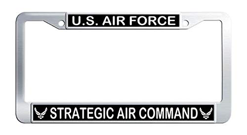US Air Force Strategic Air Command SAC Stainless Steel License Plate Frame - Durable Military Car Accessory for Veterans & Patriotic Drivers