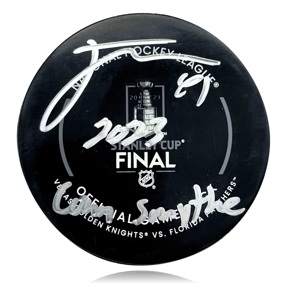 Jonathan Marchessault Autographed Stanley Cup Vegas Golden Knights Official Puck with Conn Smythe Inscription - Collectible Hockey Memorabilia for Fans & Sports Enthusiasts