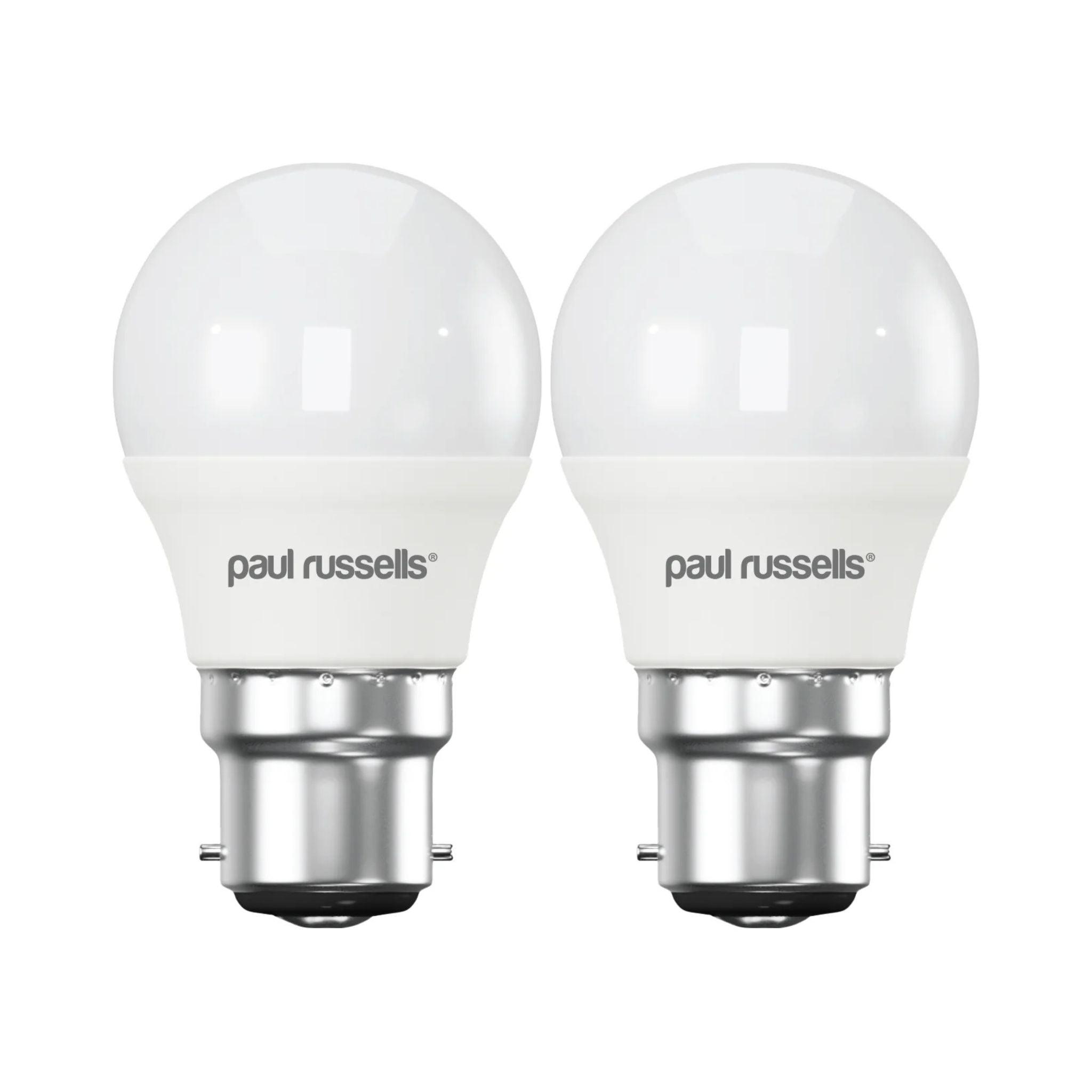 2 Pack LED Dimmable Golf B22 5.5W (Equivalent to 40W) Warm White Bayonet Cap Light Bulbs for Home, Office, and Indoor Lighting