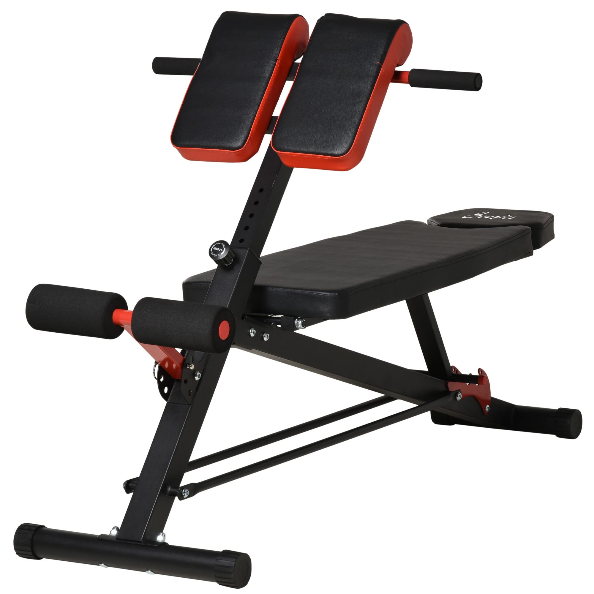 Soozier Adjustable Hyper Extension Dumbbell Weight Bench with Foam Leg Holders - Home Gym Equipment for Core, Abs & Arm Strength Training | Perfect for Full Body Workouts & Home Fitness Routines