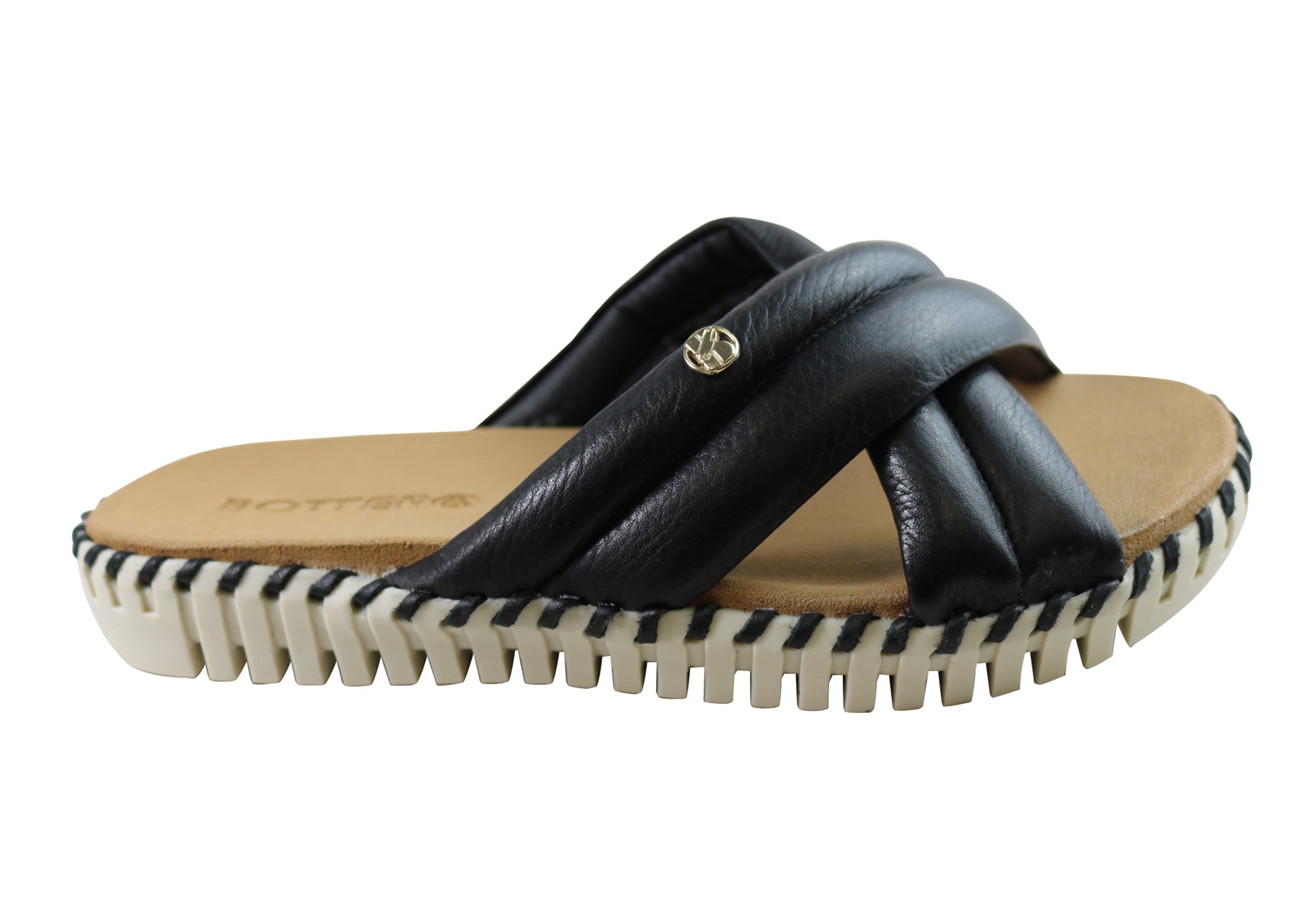 Bottero Bonnie Women's Comfort Leather Slides Sandals - Handmade in Brazil - Perfect for Beach, Pool & Summer Vacations