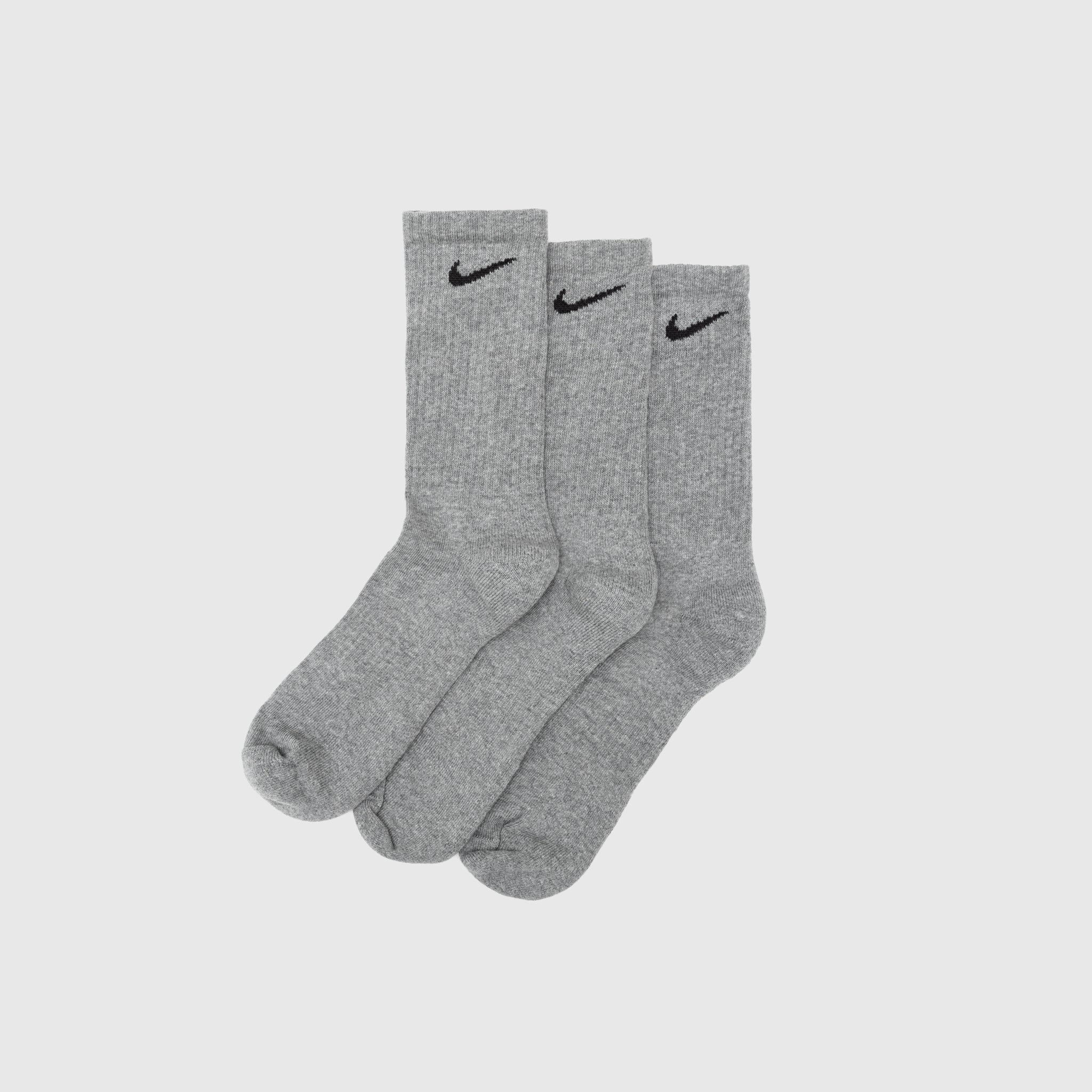 EVERYDAY PLUS Cushioned Crew Socks 3-Pack - Carbon Heather - Comfortable Athletic Socks for Men & Women - Perfect for Running, Hiking, and Daily Wear