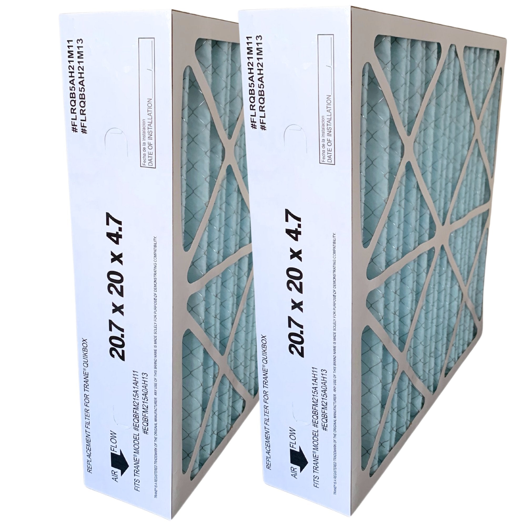 Trane FLRQB5AH21M11 Compatible Air Filter 20.7x20x4.7 MERV 11 - 2 Pack for Improved Indoor Air Quality in Homes & Offices