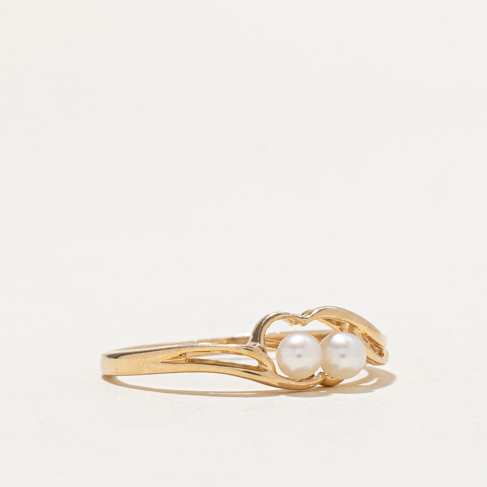 Two Stone Pearl Bypass Ring - Size 7 | Elegant Pearl and Gemstone Ring for Women | Perfect for Weddings, Anniversaries & Special Occasions