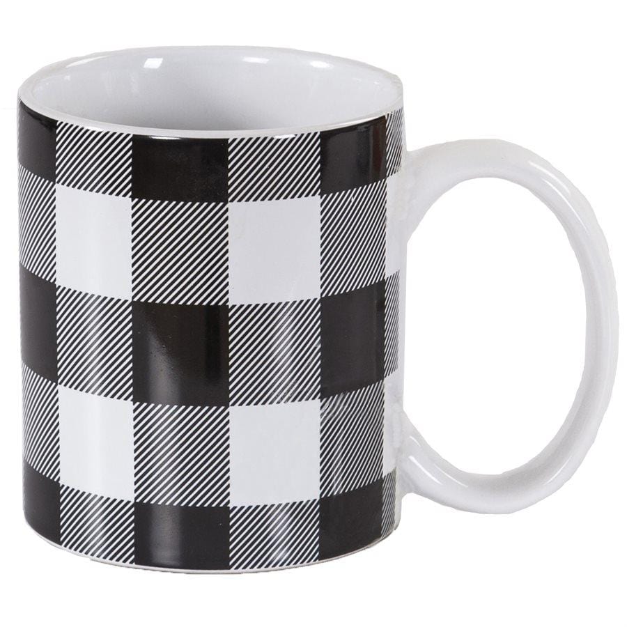 Camille Buffalo Check Coffee Mugs - Set of 4 Ceramic Cups for Hot & Cold Drinks - Perfect for Home, Office, Camping & Gifts