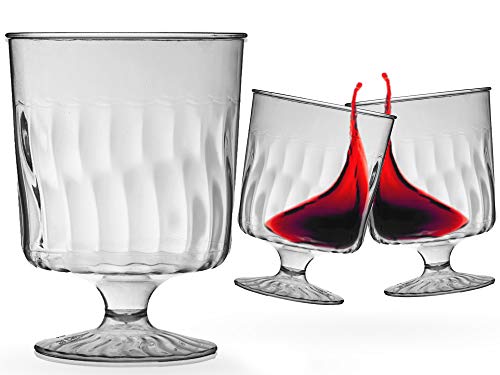 240-Pack Disposable Plastic Wine Glasses - 8 oz Clear Unbreakable Hard Plastic Tumblers for Cocktails, Red Wine & Drinks - Bulk Party Cups for Weddings, Birthdays, Events & Outdoor Gatherings
