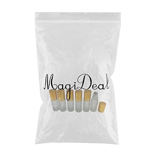 6Pcs 5ml Empty Perfume Roller Bottles - Gold Essential Oil Roll On Glass Bottles with Matte Finish for DIY Aromatherapy, Travel & Gift Giving