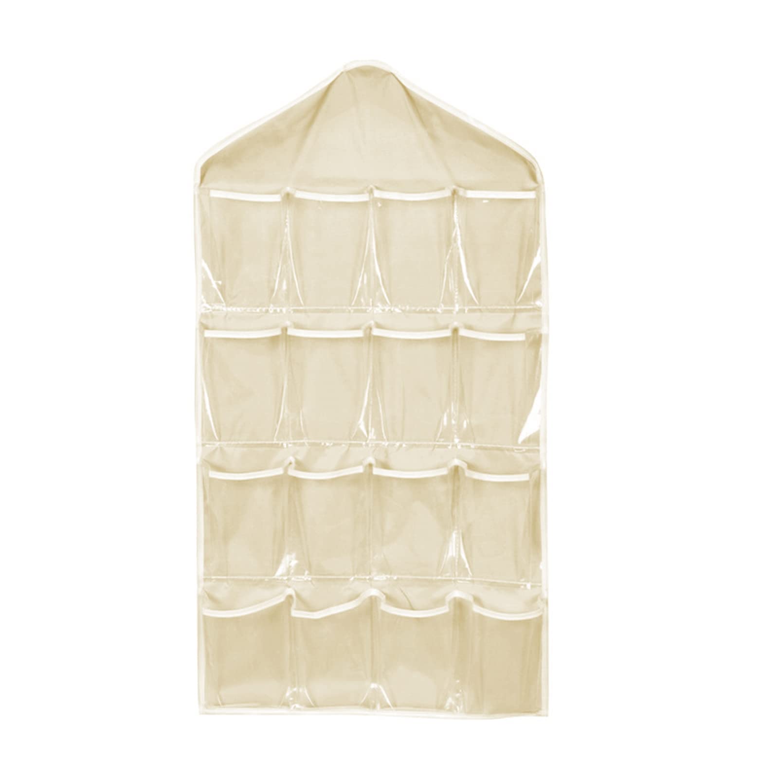16-Pocket Hanging Closet Organizer - Large Wardrobe Storage Shelves for Clothes, Bras, Socks, Underwear & Leggings | Space-Saving Beige Closet Organizer for Bedroom, Dorm & Travel Use