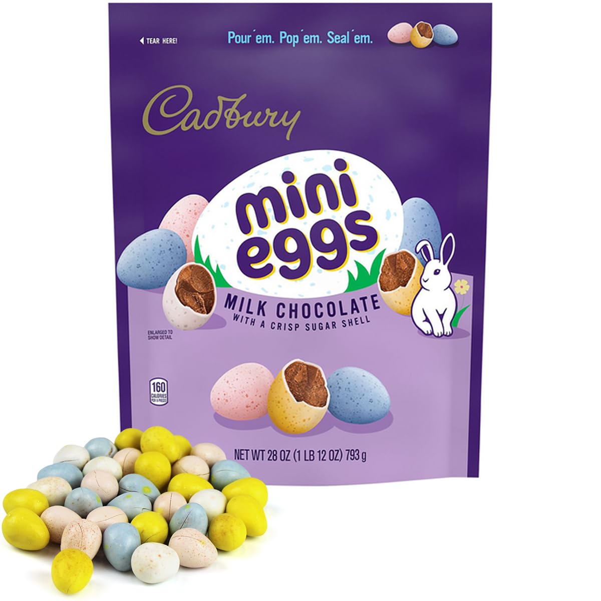 Cadbury Easter Mini Eggs Milk Chocolate Candy - 28oz Bulk Bag of Rainbow Colored Chocolate Eggs for Easter Baskets, Party Favors, Holiday Treats & Gift Giving