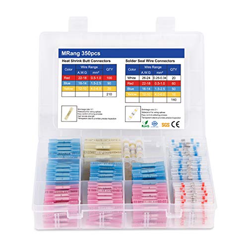 350PCS Heat Shrink Solder Seal Wire Connectors - Waterproof Electrical Terminals Kit for Automotive, Marine & DIY Projects - Insulated Wire Connectors for Secure Electrical Connections in Harsh Environments