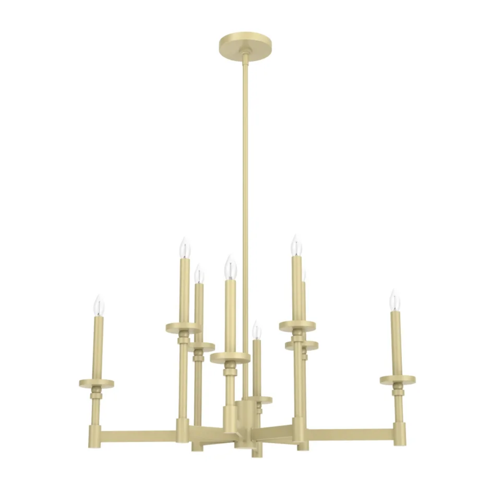 Hunter Briargrove 2-Tier 8-Light Modern Brass Chandelier - Elegant Dining Room & Living Room Lighting Fixture for Home Decor
