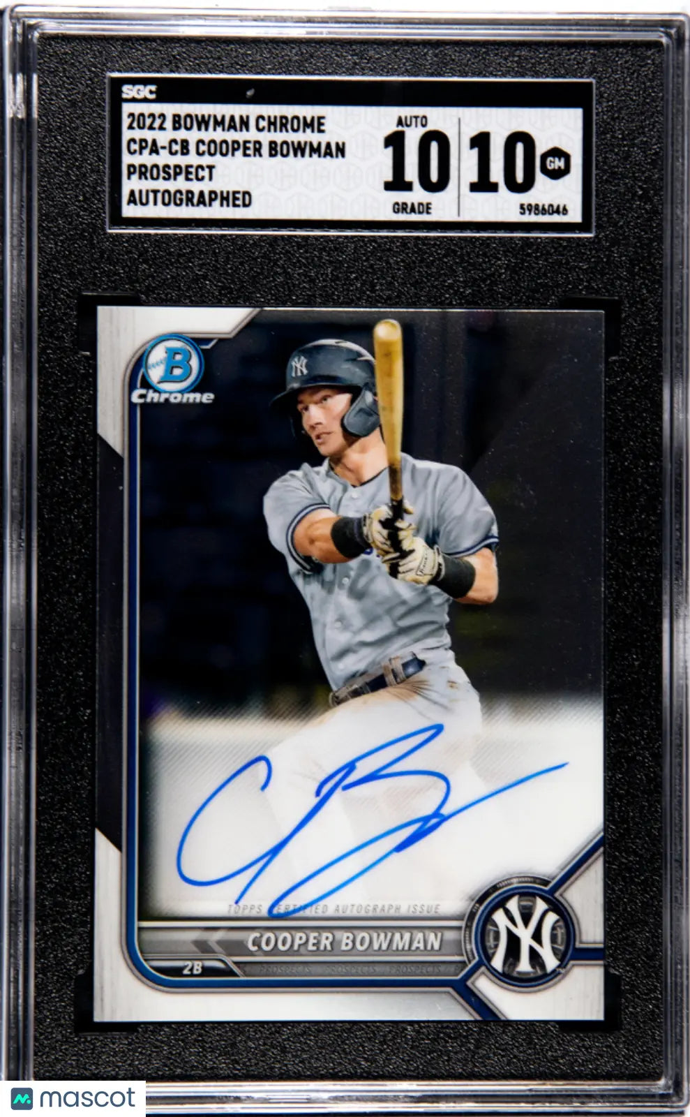 2022 1st Bowman Chrome Cooper Bowman Prospect Auto SGC 10 #CPA CB - Rare Baseball Card for Collectors & Investors - Perfect for Display, Trading, and Portfolio Growth