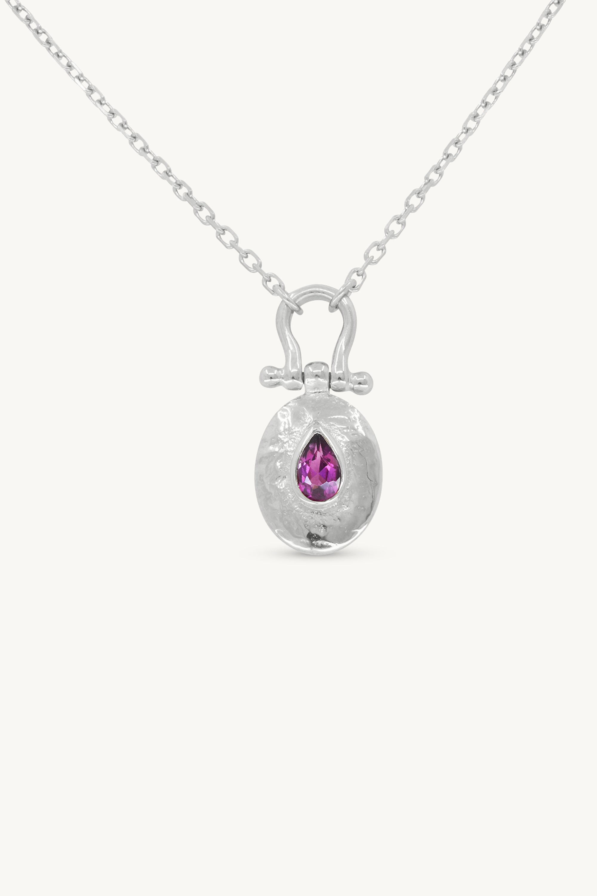 Elegant Esme Rhodolite Silver Necklace for Women - Sterling Silver Gemstone Jewelry Gift for Birthday, Anniversary & Valentine's Day - Perfect for Evening Parties & Special Occasions