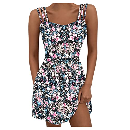 Black Midi Dress for Women - Wrap V Neck Sleeveless Summer Sundress with Flare Hem | Perfect for Beach Vacations, Date Nights & Casual Outings (Yellow, XXL)