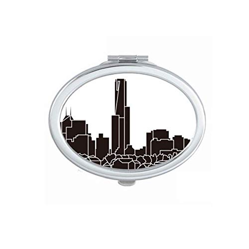 DIYthinker Australia City Landmark Skyscrapers Outline Mirror - Portable Folding Double-Sided Makeup Mirror for Travel, Home & Office Vanity (Handheld Compact Design)