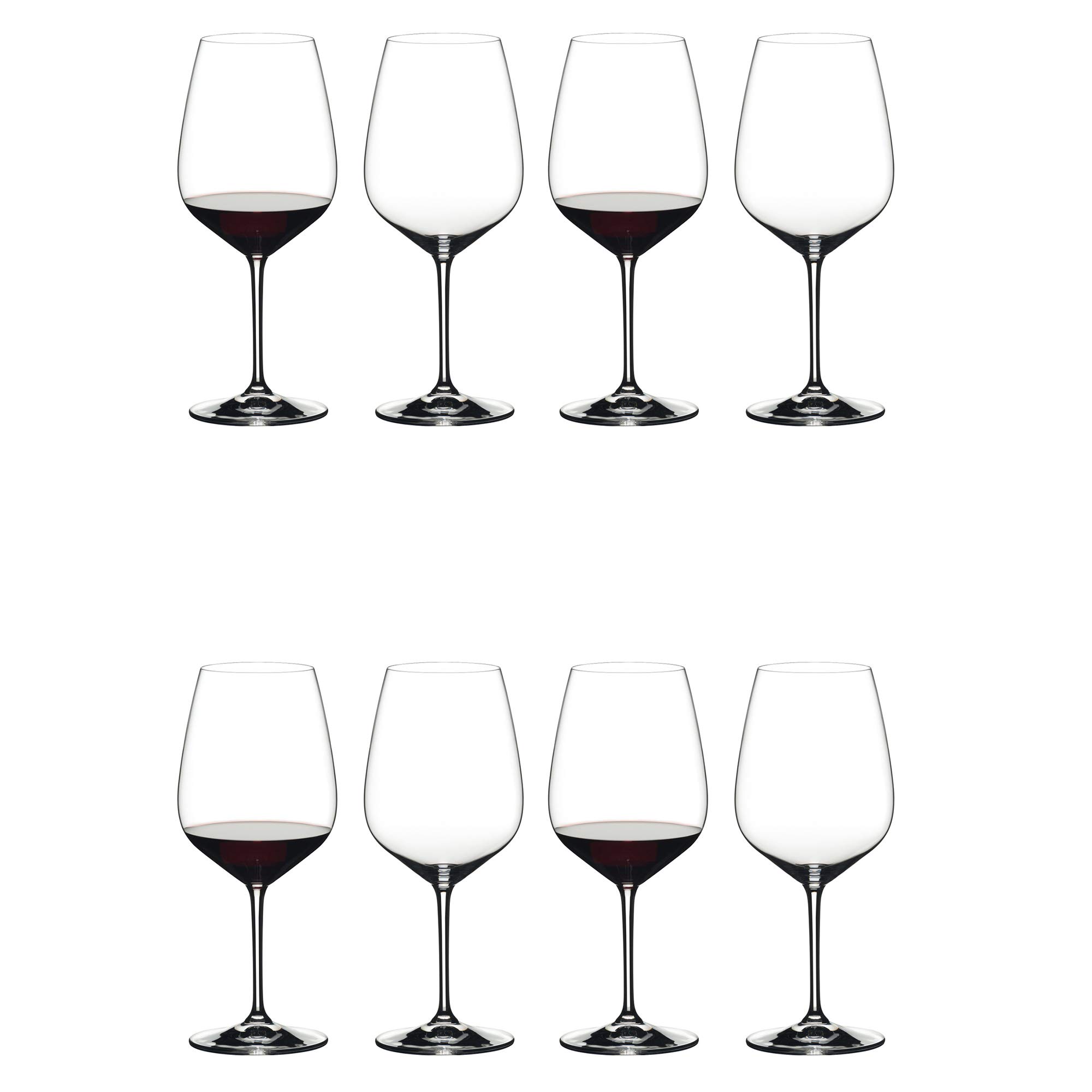 Riedel 6409/0 Heart to Heart Crystal Dishwasher Safe Cabernet Sauvignon Red Wine Glasses (8 Pack) - Premium Crystal Wine Glasses for Fine Dining, Parties & Gift Giving