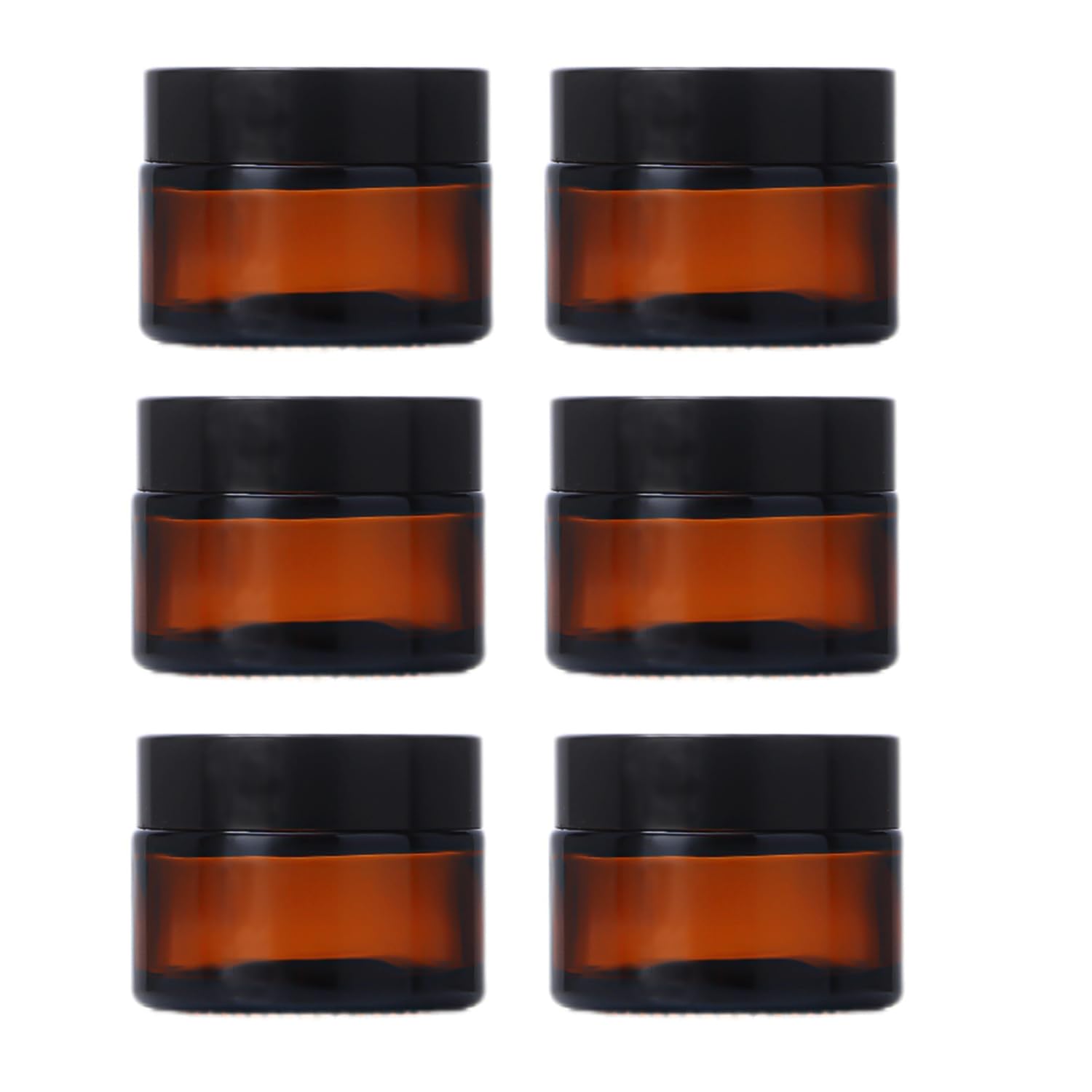 6-Pack 0.5oz Amber Glass Cosmetic Jars with Black Lids - Leak-Proof Wide Mouth Round Containers for Creams, Ointments & Makeup Samples | Perfect for DIY Skincare, Travel & Beauty Product Storage