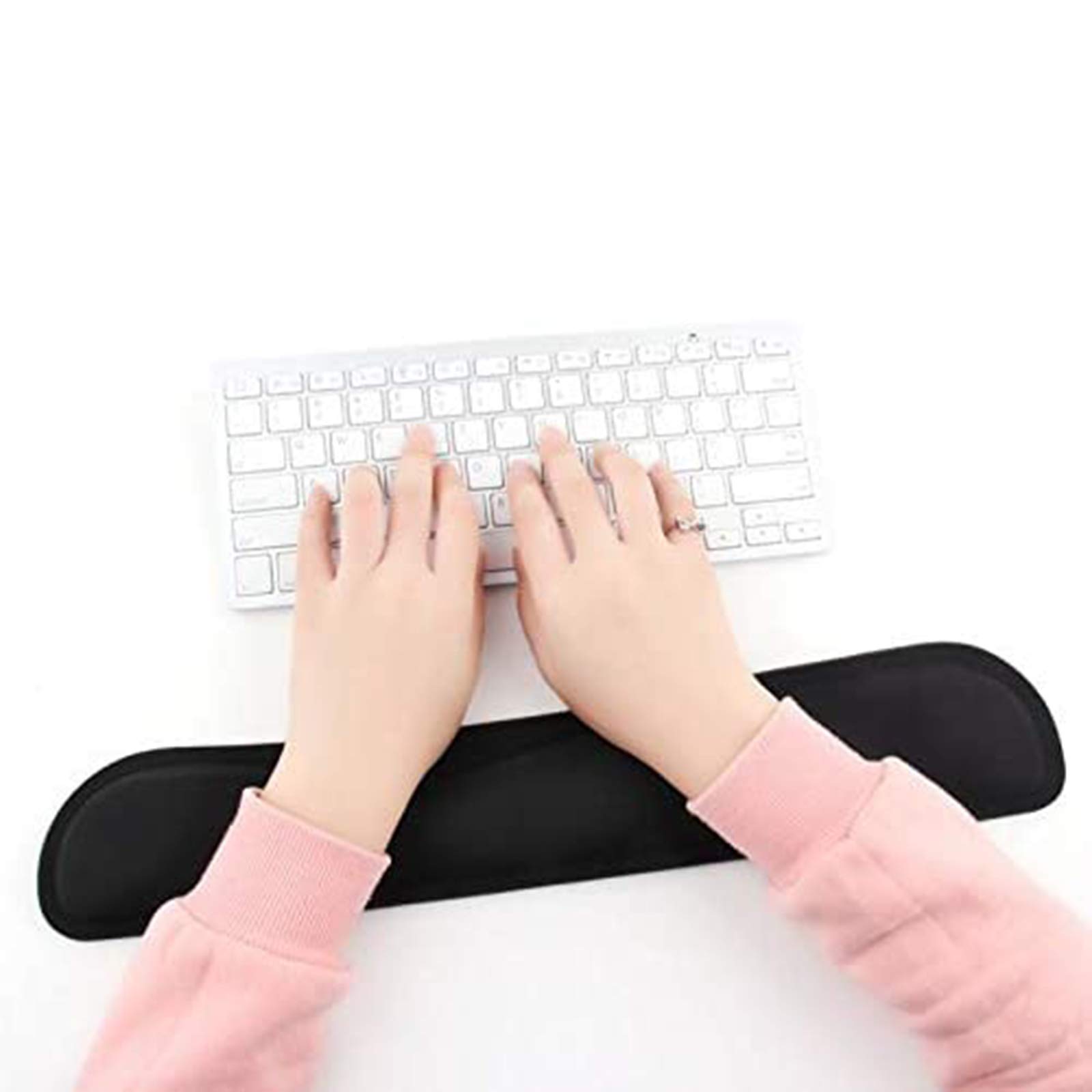 Anti-Slip Black Gel Wrist Rest Support Pad for PC & Gaming Keyboard - Ergonomic Comfort & Hand Relief for Office Work & Long Gaming Sessions - Black