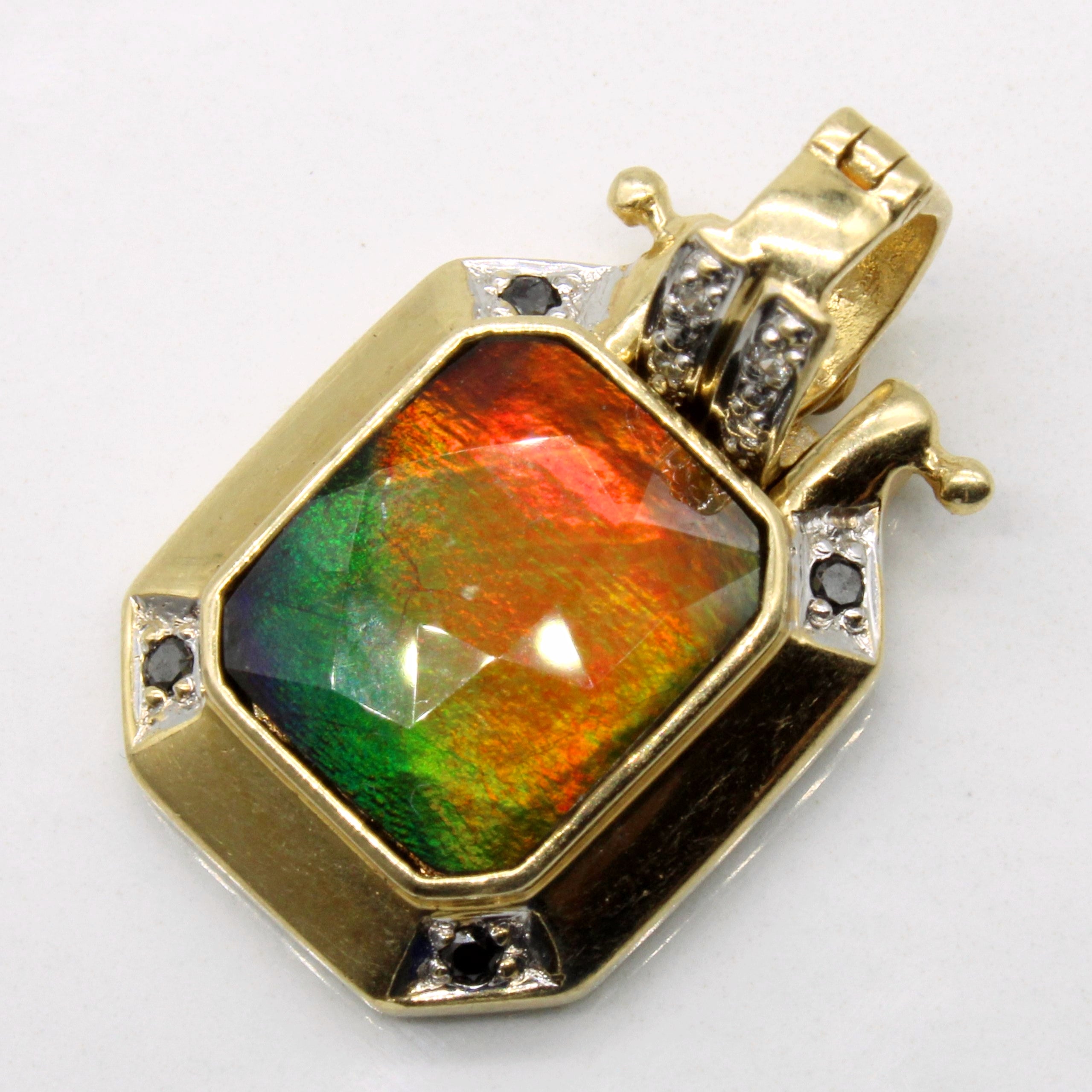 Exquisite 2.15ct Ammolite & 0.07ct Diamond Pendant Necklace - Natural Iridescent Gemstone Jewelry for Women - Perfect for Anniversary Gifts & Evening Events