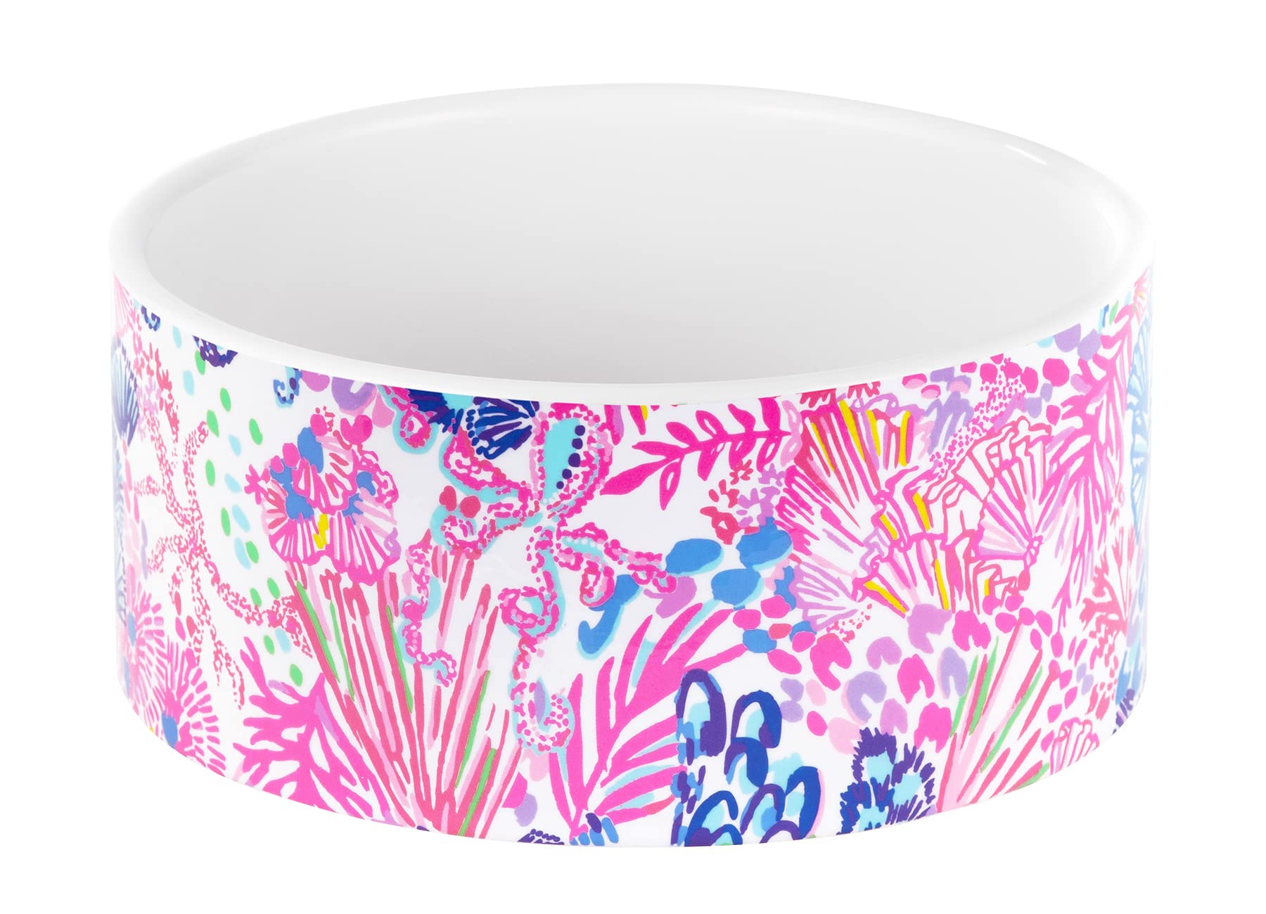 Lilly Pulitzer Ceramic Dog Bowl for Food and Water - 32oz Pet Dish for Home - Splendor in The Sand Design - Perfect for Indoor Use, Feeding Pets in Style