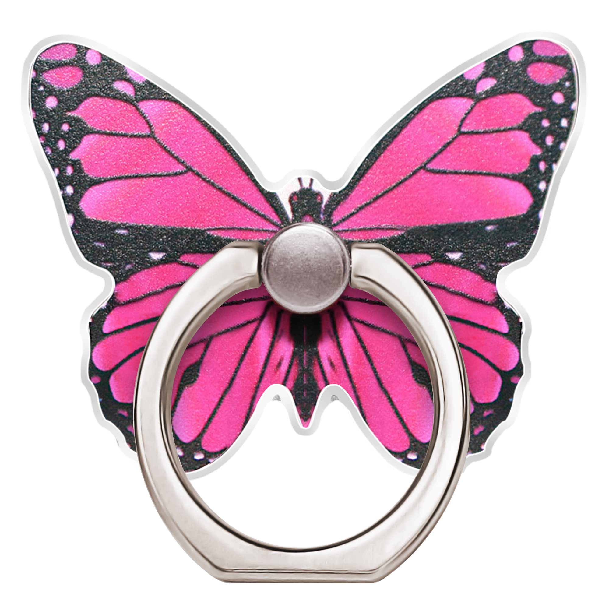 TACOMEGE Alloy Butterfly Phone Ring Holder - Pink for Smartphone & Tablet - Perfect for Watching Videos & Selfies