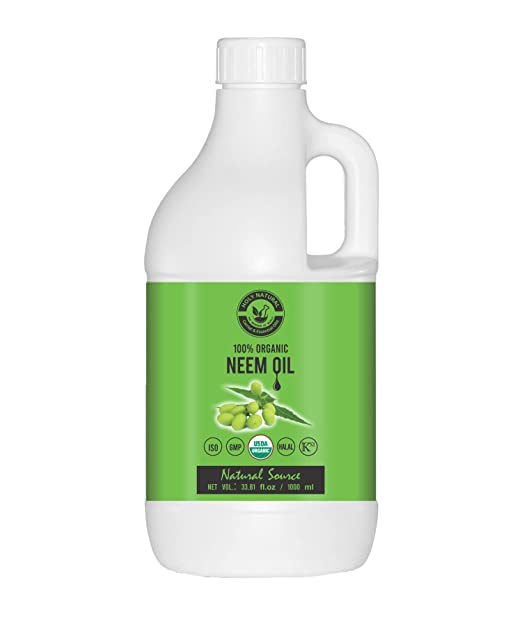 Organic Neem Oil 1000ml - USDA Certified, Cold-Pressed, 100% Pure, Non-GMO, Chemical-Free for Skin & Hair Care | Moisturizes Dry Skin, Promotes Hair Growth | Ideal for Natural Beauty & Ayurvedic Remedies