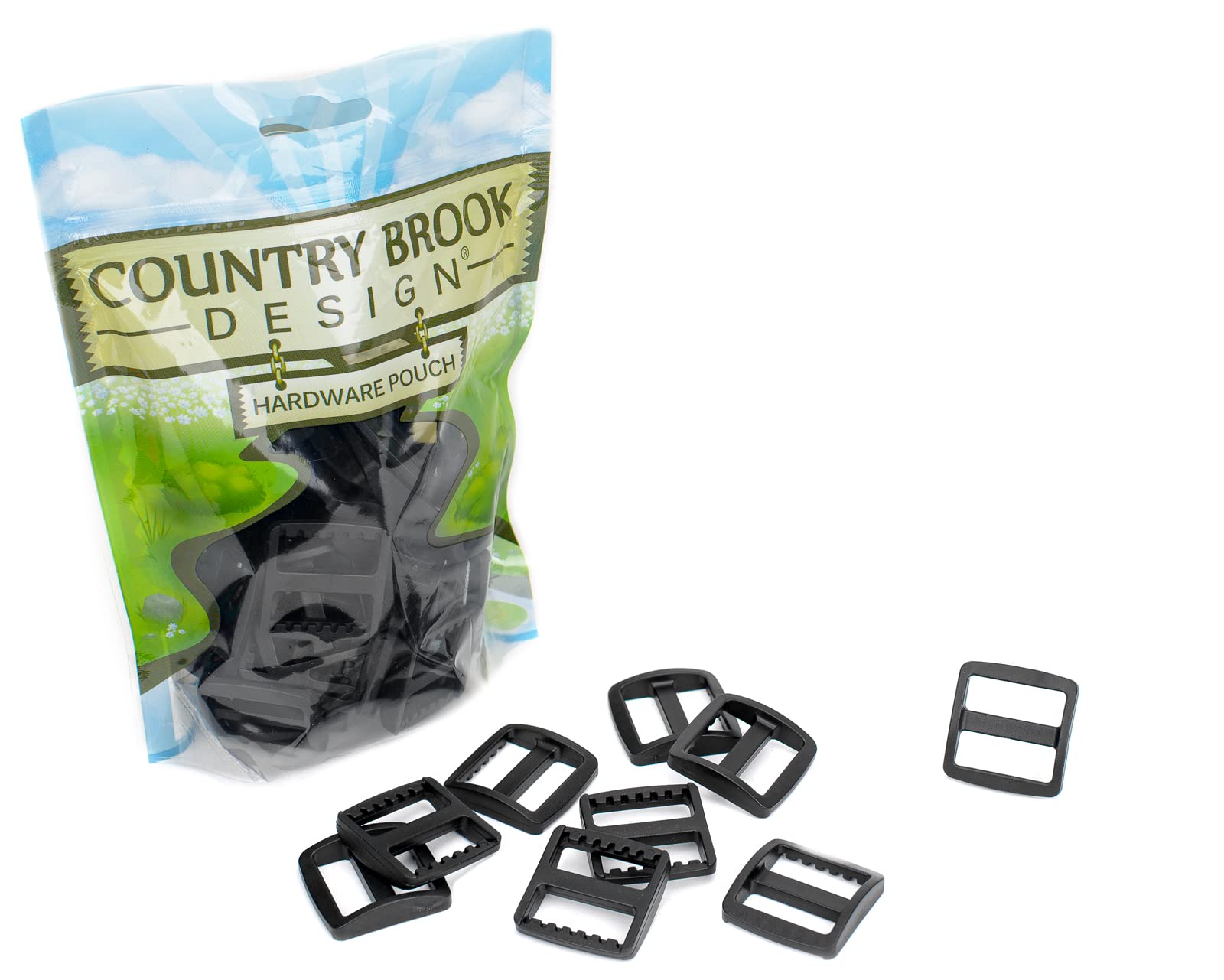 Country Brook Design - 1 Inch Widemouth Triglide Slides (Pack of 100) - Heavy Duty Plastic Buckles for DIY Crafts, Sewing, Outdoor Gear & Pet Collars