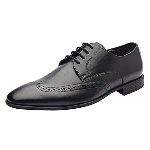 ALLONSI Genuine Leather Men's Wingtip Oxford Dress Shoes - Handcrafted Detailing, Lightweight Sole for Work & Everyday Comfort | Premium Quality Leather Shoes for Business, Office & Formal Occasions
