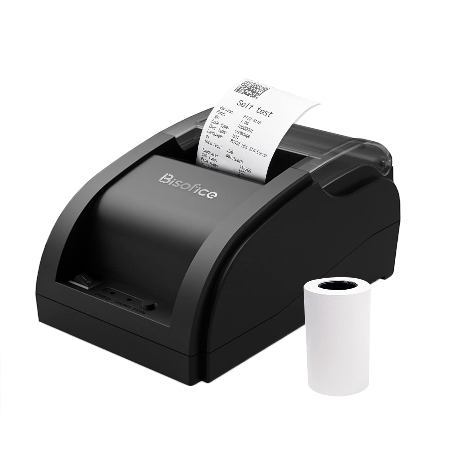 58mm Wireless Thermal Receipt Printer - USB & Bluetooth Barcode Printer with ESC/POS Support, Includes 1 Paper Roll, Compatible with Windows/Android, Cash Drawer Connection - Perfect for Retail Stores, Restaurants & POS Systems