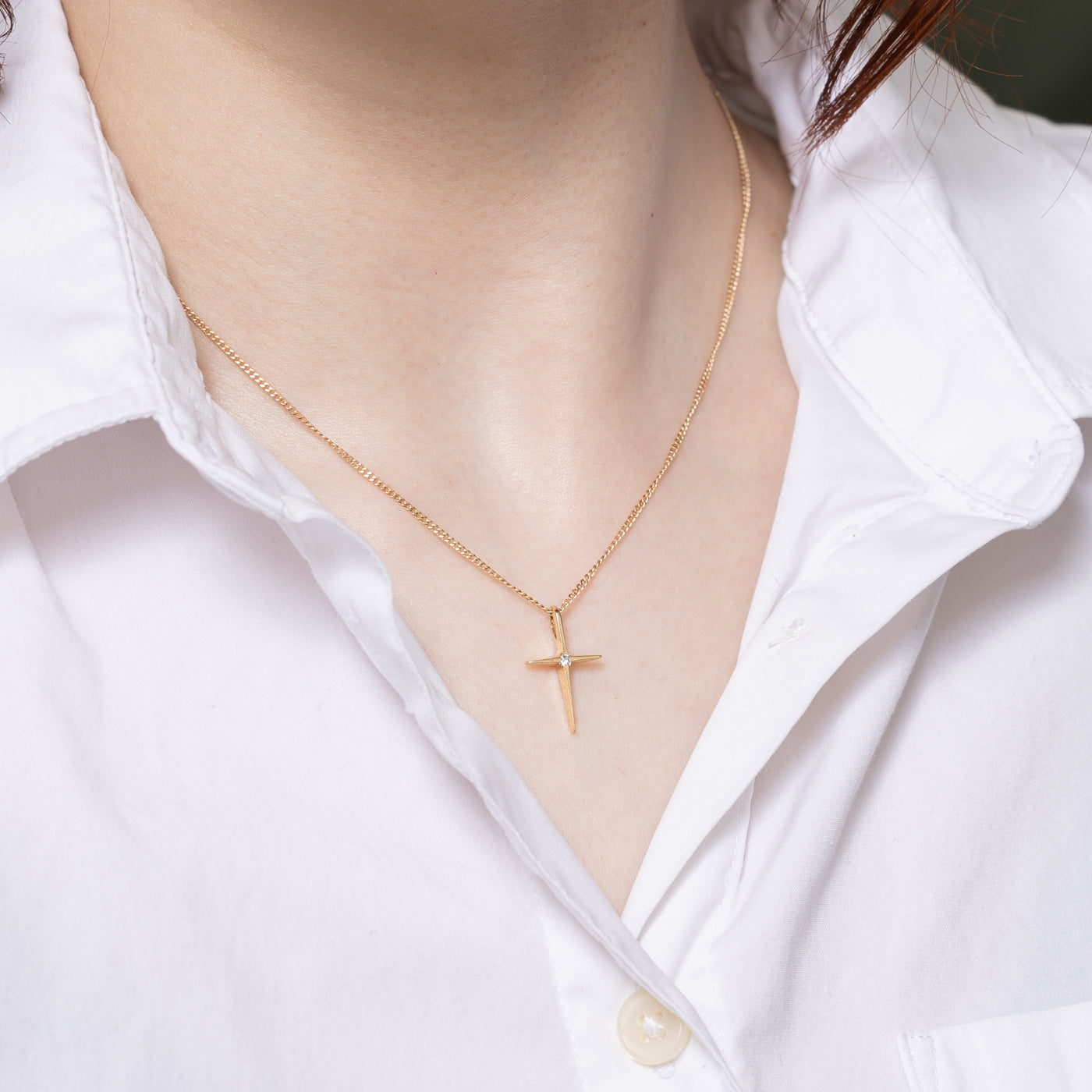 0.04ct Diamond Cross Pendant Necklace for Women - Elegant 14K Gold Religious Jewelry Gift for Baptism, Confirmation & Everyday Wear