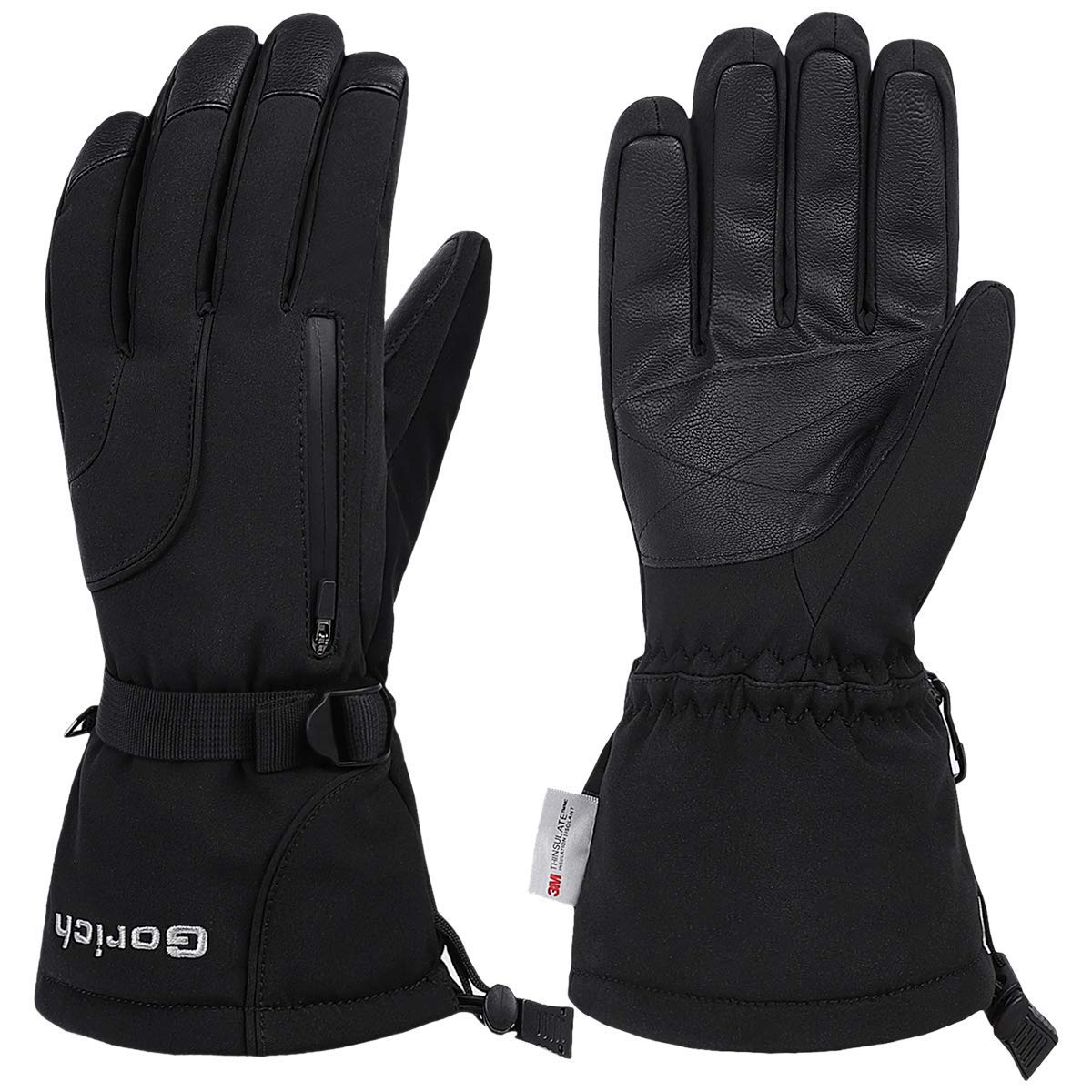 Gorich Waterproof Ski Gloves for Men & Women - Winter Warm 3M Thinsulate Insulated Snowboarding & Snowmobile Gloves - Perfect for Skiing, Snowboarding & Outdoor Winter Sports