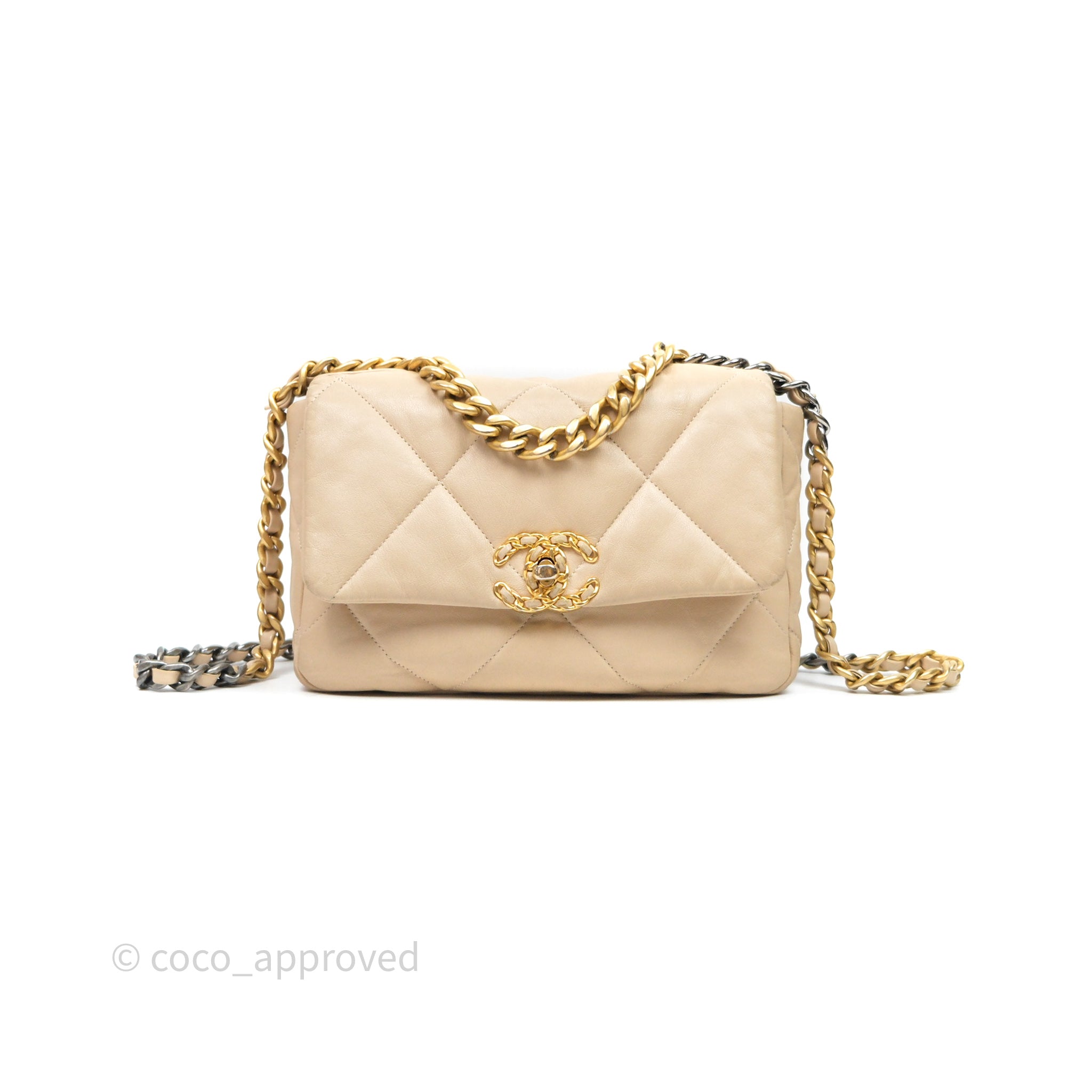 Chanel 19 Small Beige Mixed Hardware Flap Bag - Luxury Designer Handbag for Women | Perfect for Everyday Use, Work & Special Occasions