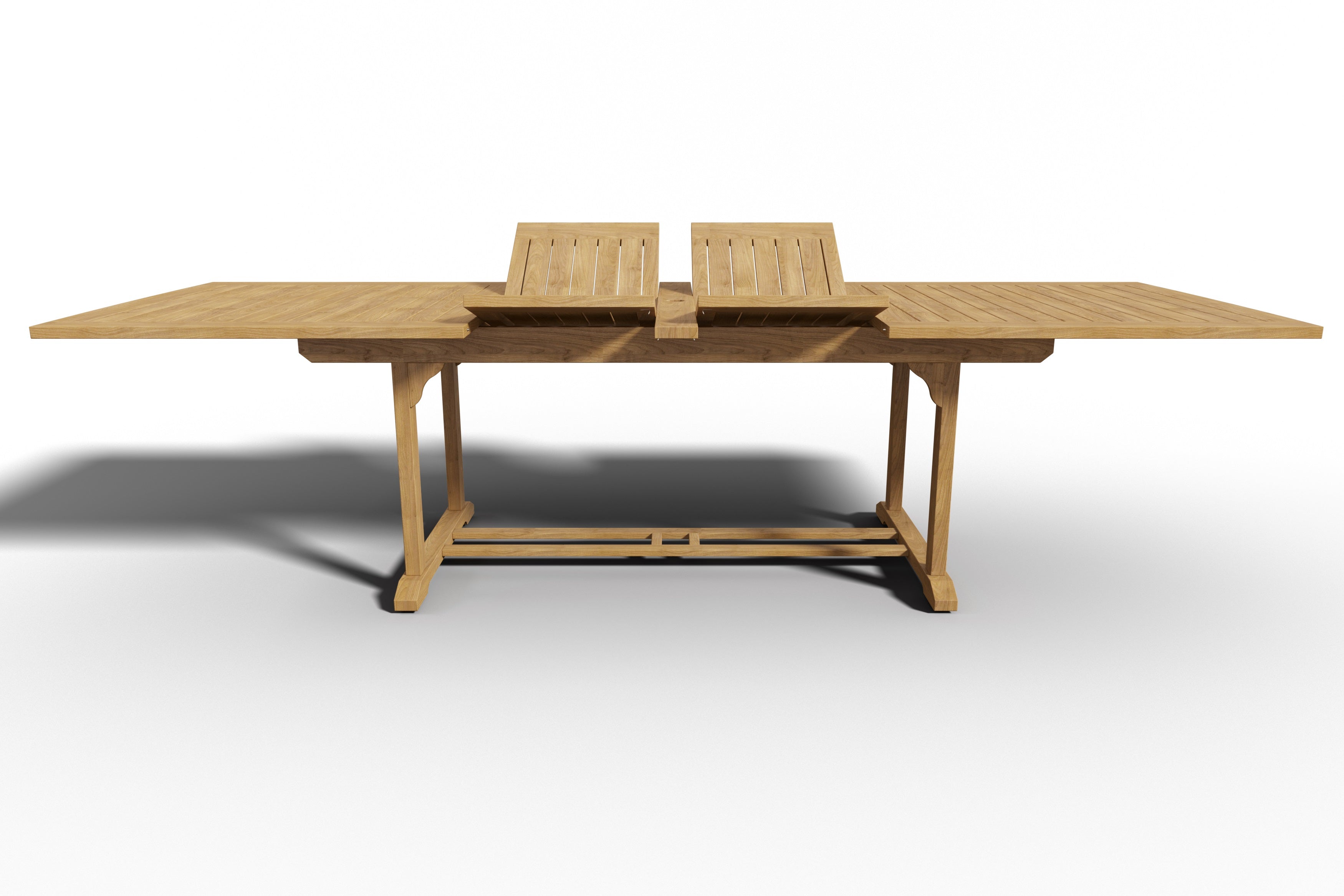 Premium Teak Outdoor Dining Table with Double Extensions & Umbrella Hole | Weather-Resistant Rectangular Patio Table for Garden, Deck & Backyard Dining